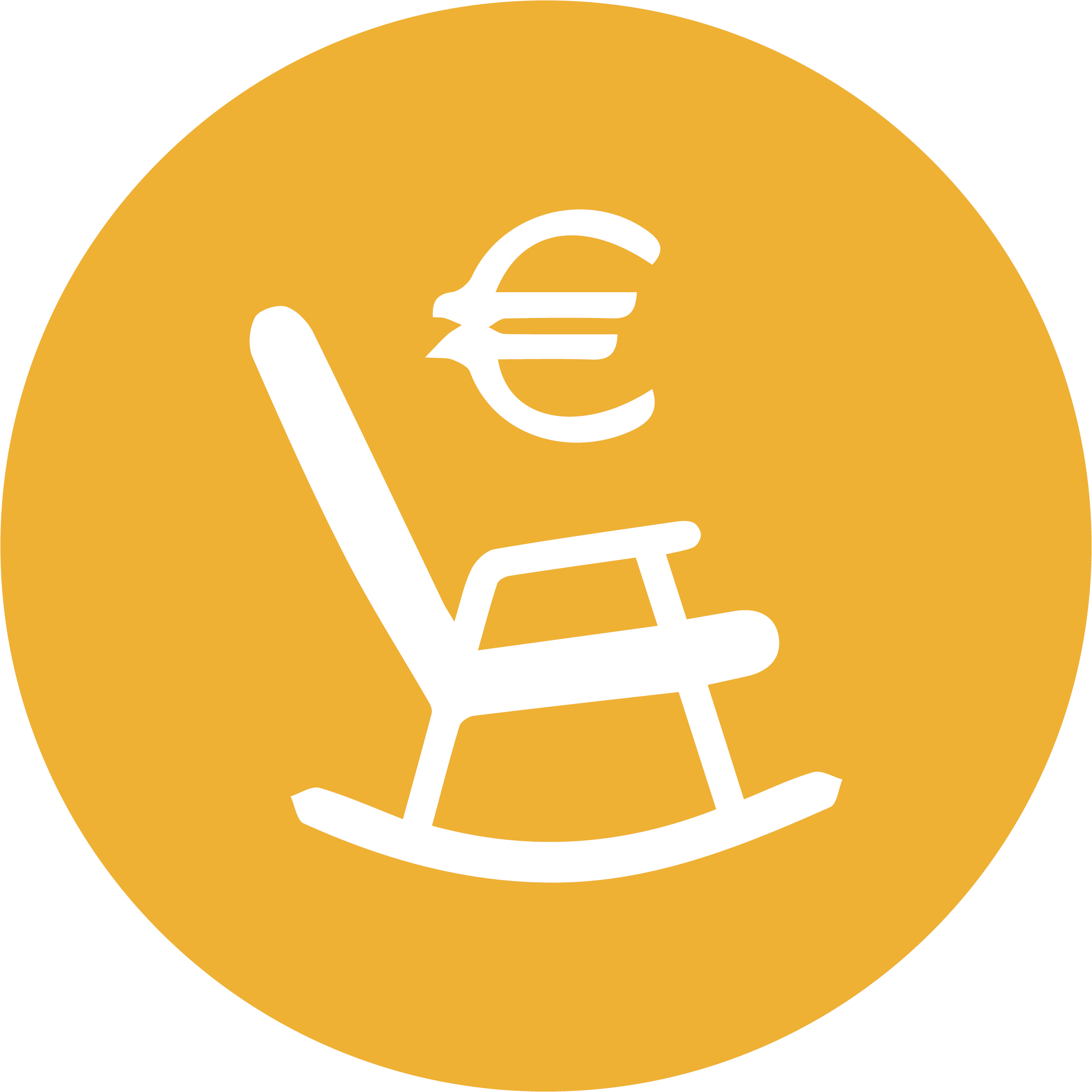 Icon mit Schaukelstuhl und Euro-Zeichen symbolisiert finanzielle Vorteile, Entlastung und attraktive Zusatzleistungen.