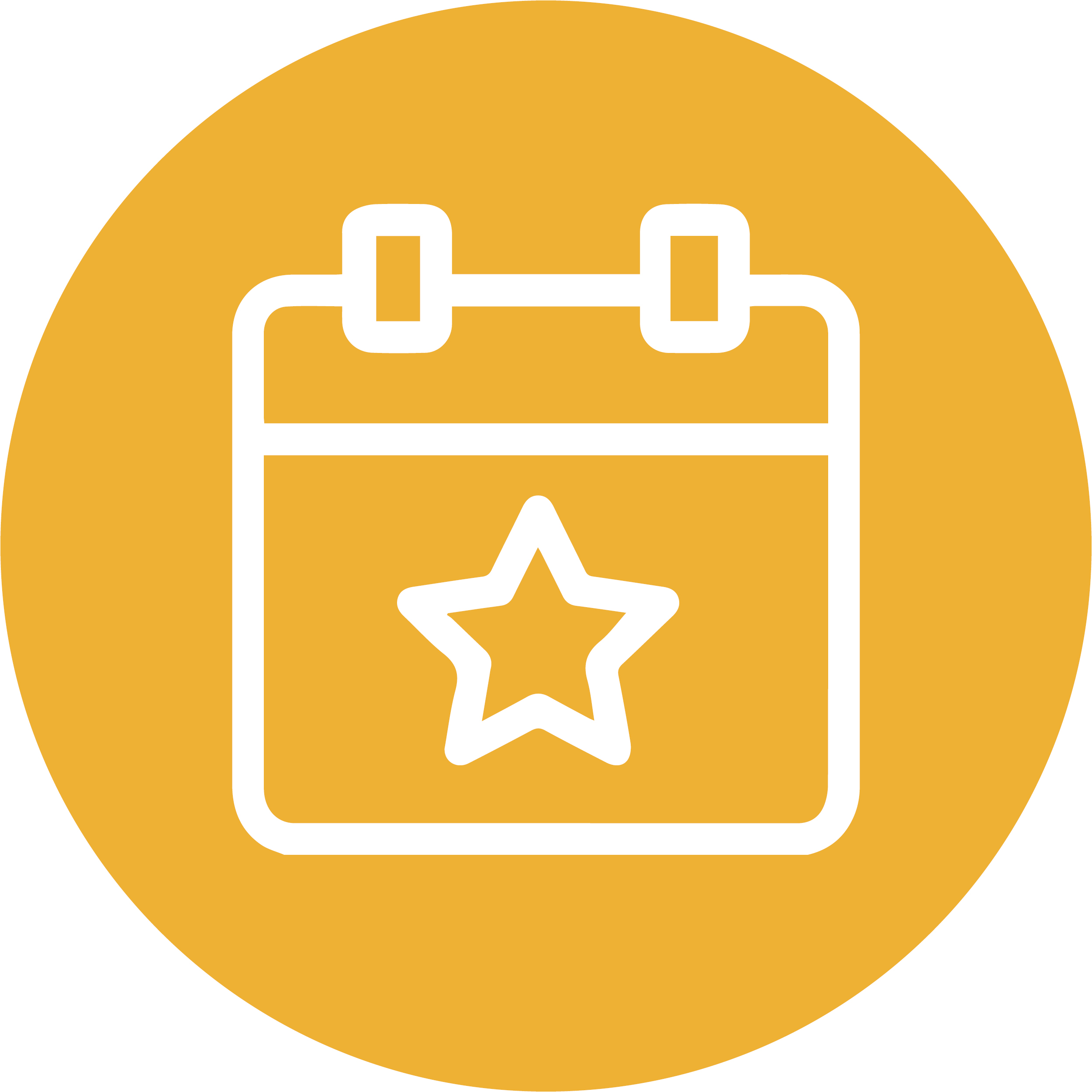 Icon mit Kalender und Stern symbolisiert gemeinsame Mitarbeiterevents und ein starkes Teamgefühl.